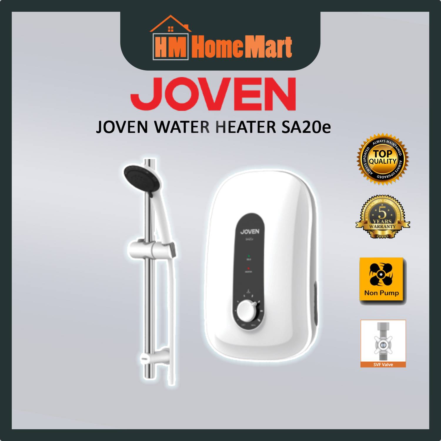 JOVEN Instant Water Heater SA20E (Silver/White) (1 Year Warranty)
