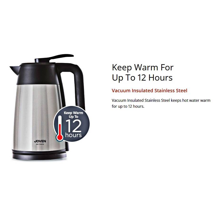 JOVEN Cordless Thermo Electric Kettle JK1704TS (1 Year Warranty)