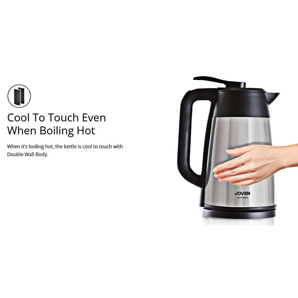 JOVEN Cordless Thermo Electric Kettle JK1704TS (1 Year Warranty)