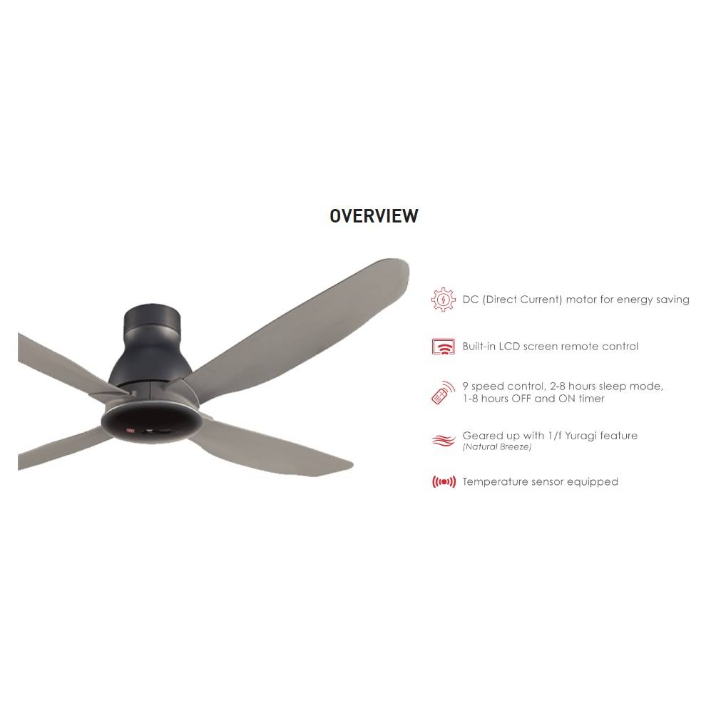 KDK SENSA 4 K14ZW 56" DC Motor Remote Control Ceiling Fan (Elegant Grey