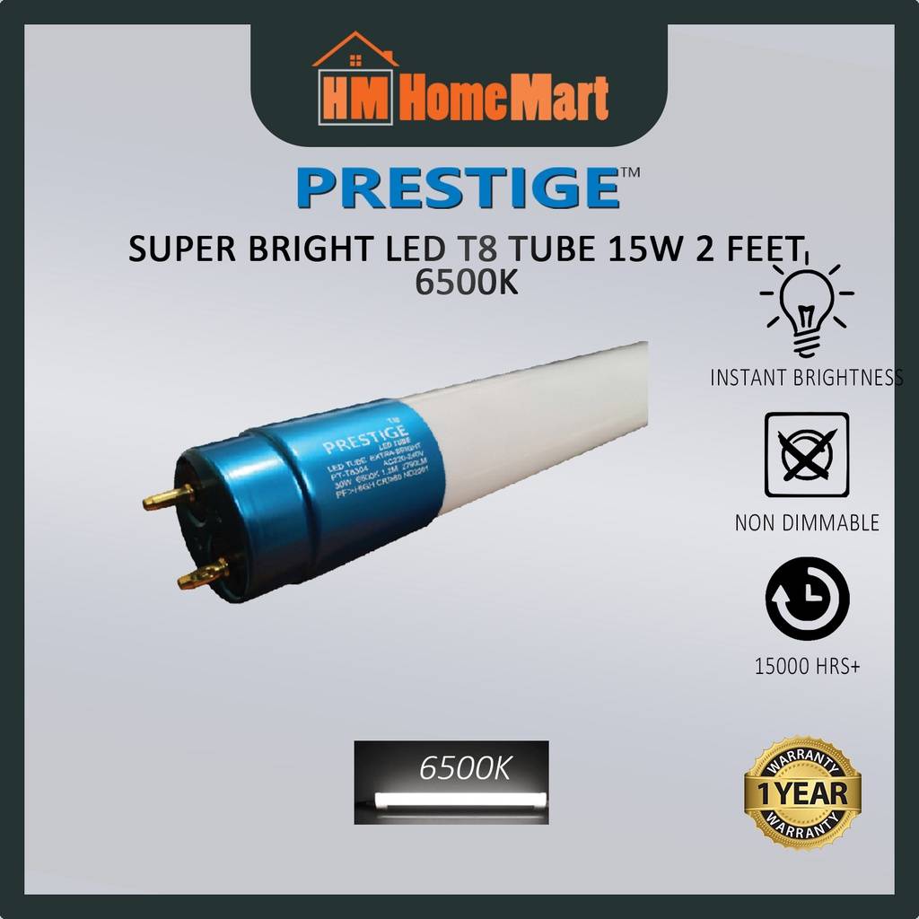 PRESTIGE Super Bright LED T8 Tube 15W 2FT/ 30W 4FT (6500K)(SIRIM)(1