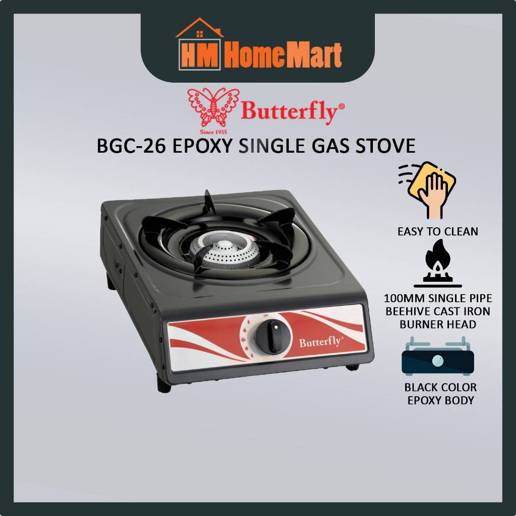BUTTERFLY BGC26/BGC269/BGC28 EPOXY SINGLE GAS STOVE (1 Year Warranty)